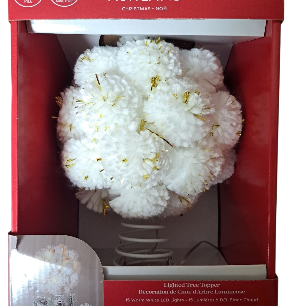 Ashland Festive White and Gold Pom-Pom Tree Topper